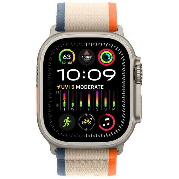 APPLE Watch Ultra2 Cellular, 49mm Titanium Case with Orange/Beige Trail Loop - M/L mrf23se/a