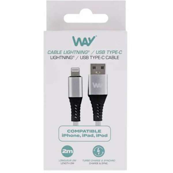 TNB WAY WCBL02GR KABL USB-A  /LIGHTENING, 2M, SIVI