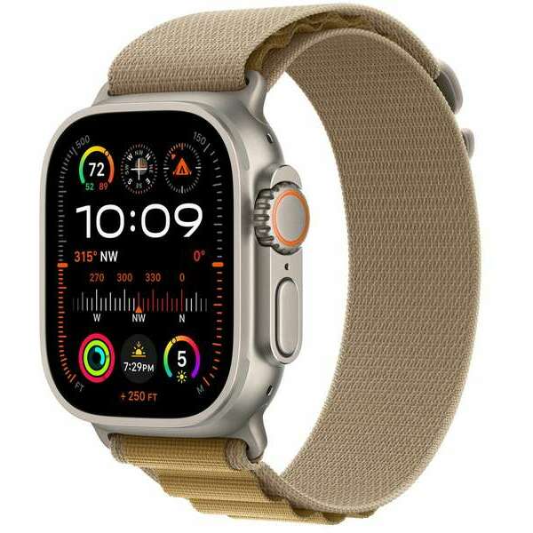 APPLE Watch Ultra2 v2 Cellular 49mm Natural Titanium Case with Tan Alpine Loop - Medium mx4f3se/a