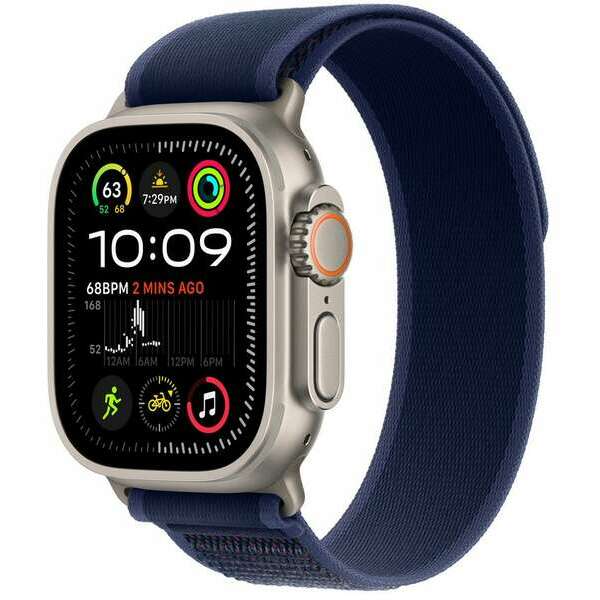 APPLE Watch Ultra2 v2 Cellular 49mm Natural Titanium Case with Blue Trail Loop - S/M mx4j3se/a