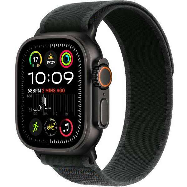 APPLE Watch Ultra2 v2 Cellular 49mm Black Titanium Case with Black Trail Loop - S/M mx4u3se/a