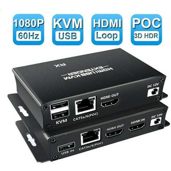 KETTZ KT-HDEX60M HDMI KVM USB Extender Cat5e/6/7