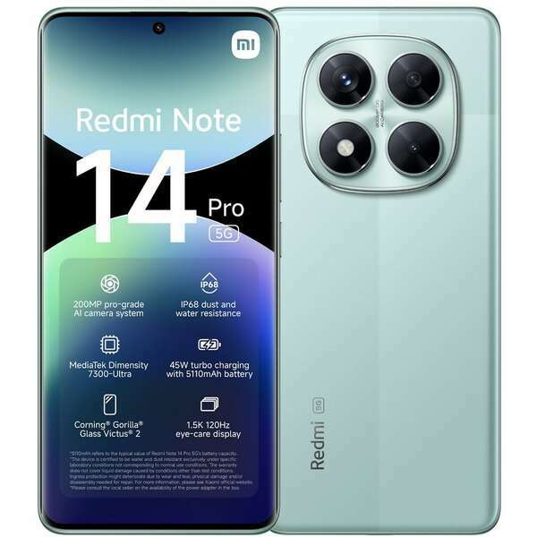 XIAOMI Redmi Note 14 Pro 5G 8GB/256GB Coral Green MZB0IMOEU