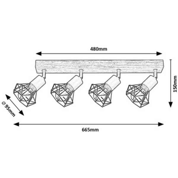 RABALUX Zeus, unutrašnja metal drvenim spot lamp, E14 4x MAX 40W