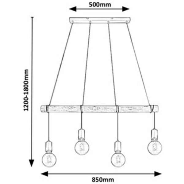 RABALUX Pablo, metal-drvena Visilica , E27 4xMAX 40W, mat cr