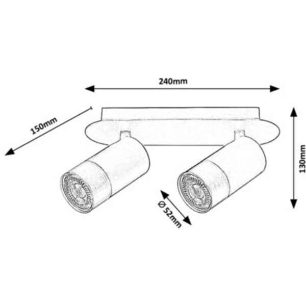 RABALUX Zircon, unutrašnja metal zidna lampa spot, 2xGU10