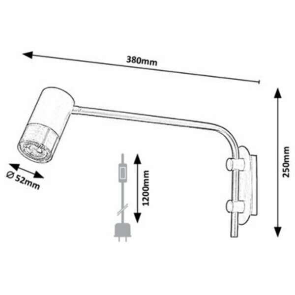 RABALUX Zircon, unutrašnja metal zidna lampa za citanje 1xGU10