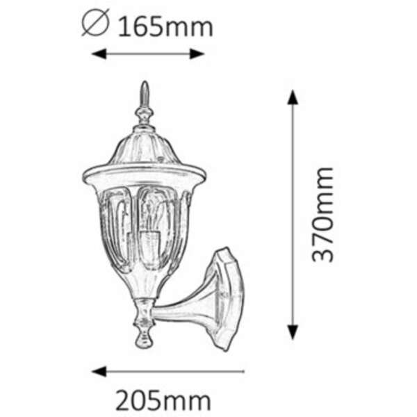 RABALUX Milano spoljna zidna lampa  E27 60W crno IP43