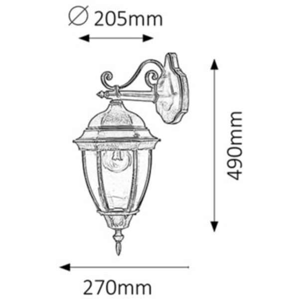 RABALUX Toronto spoljna zidna lampa  100W staro zlatoIP44