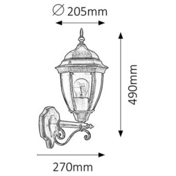 RABALUX Toronto spoljna zidna lampa  100W staro zlato IP44