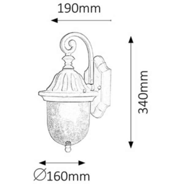 RABALUX Sydney spoljna zidna lampa E27 60Wcrno IP44