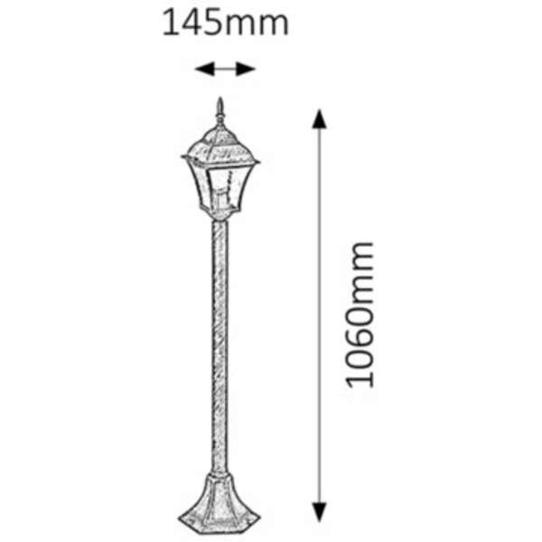 RABALUX Toscana spoljna lampa 1m E27 60W staro zlato IP43