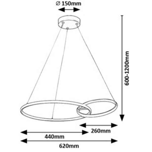 RABALUX Emilion, visilica ring crna/zlatna, LED 36W, 2150lm,  4000K, 62cm