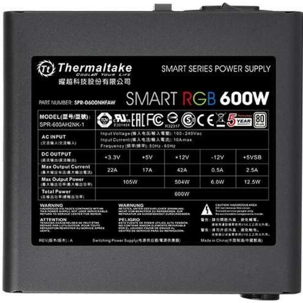 Thermaltake Smart RGB 600W PS-SPR-0600NHSAWE-1