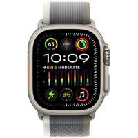 APPLE Watch Ultra2 Cellular, 49mm Titanium Case with Green/Grey Trail Loop - S/M mrf33se/a