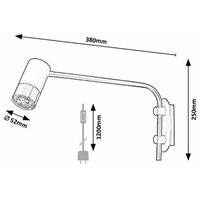 RABALUX Zircon, unutrašnja metal zidna lampa za citanje 1xGU10