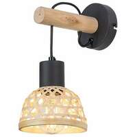 RABALUX Rattan, zidna lampa, crna metalna, E27 1x15W IP20