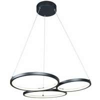 RABALUX Formand, visilica 3 prstena crna, LED 38W, 1100lm, 3000K, 61x48cm